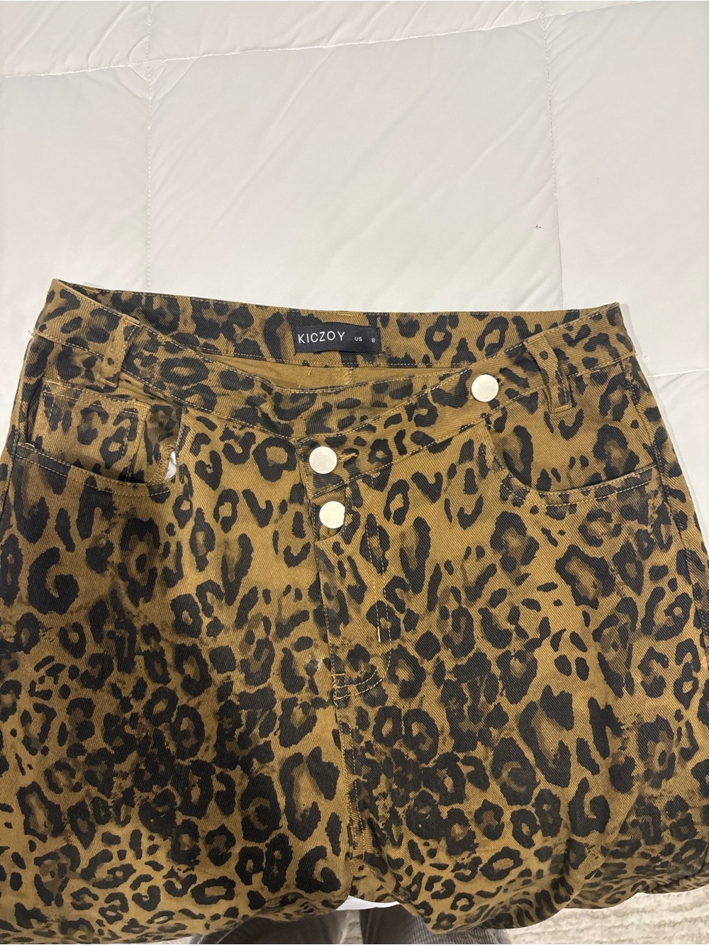 Leopard Print Wide Leg Pants - Brown/Black